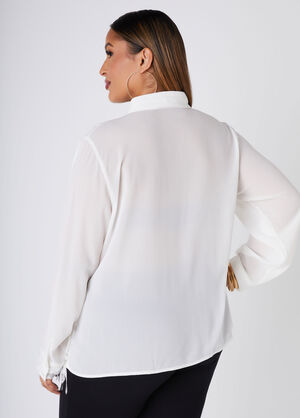 Fringed Georgette Shirt, White image number 1