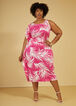 Tropical One Shoulder Midaxi Dress, Fuchsia image number 0