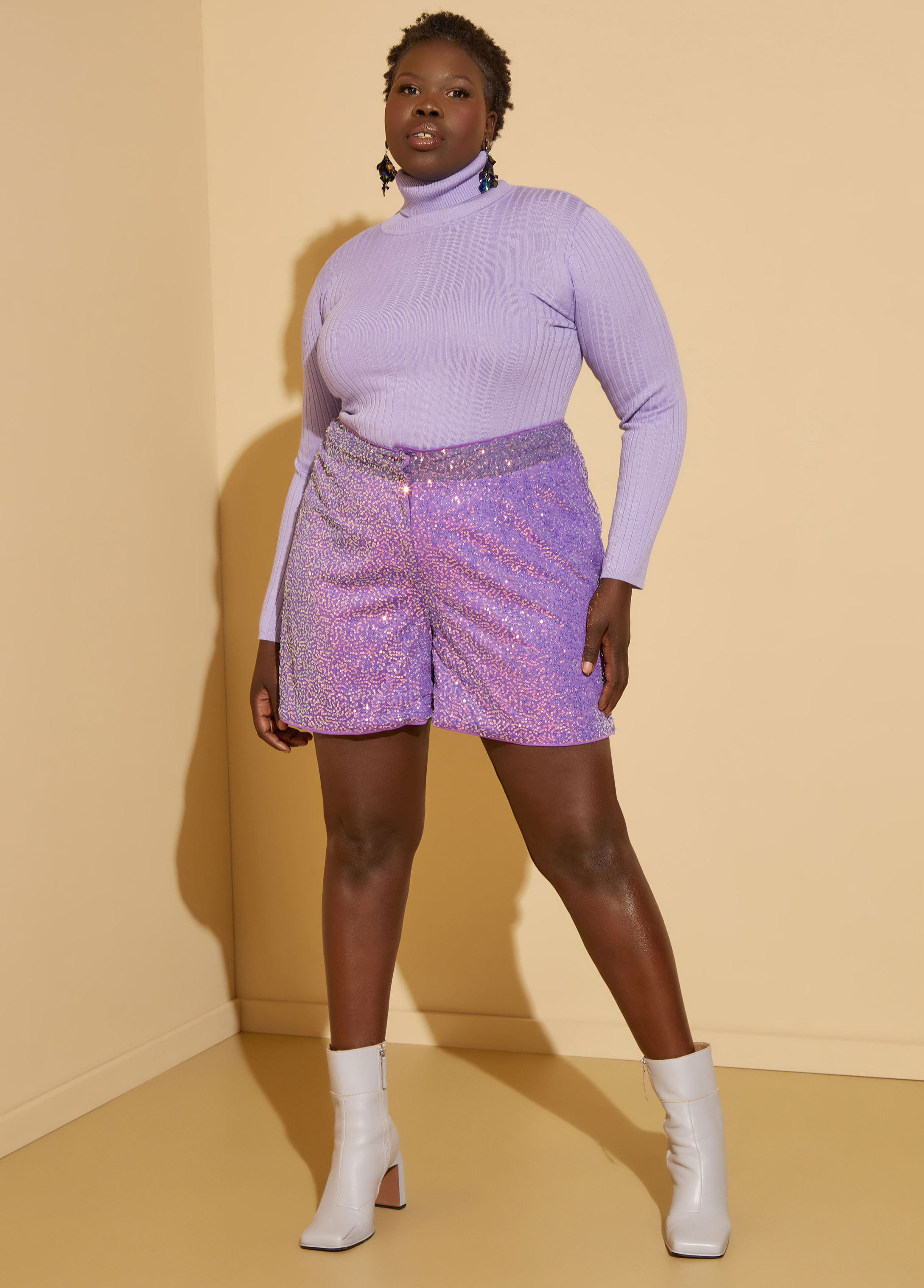 Plus size sequin shorts online