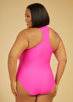 Nicole Miller Racerback Swimsuit, Pink image number 1