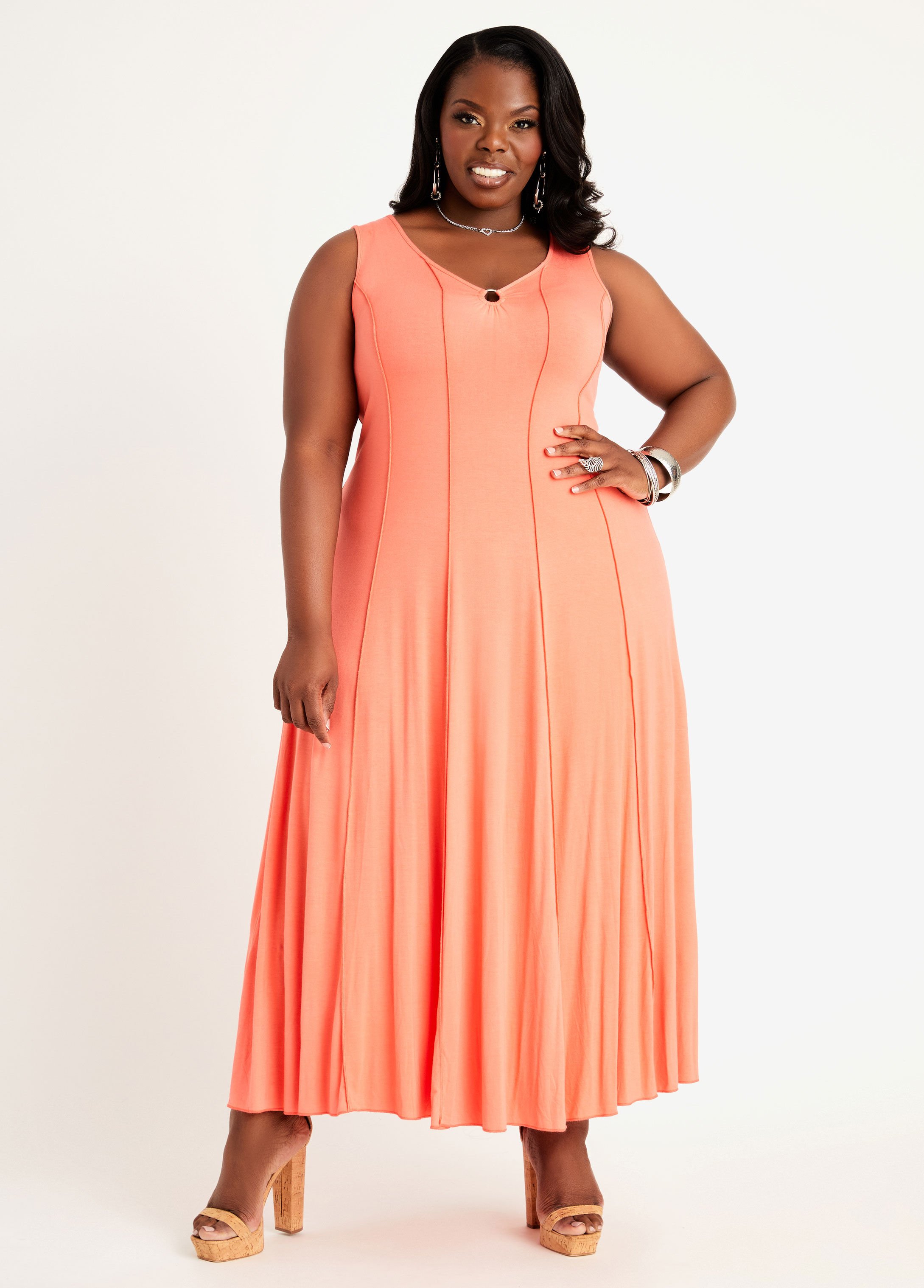 Plus size peach dress on sale