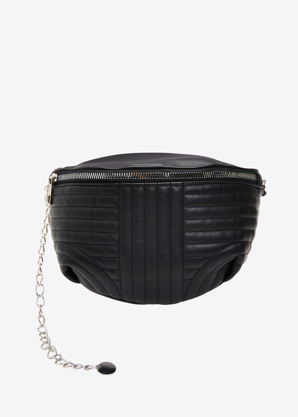 Trendy Quilted Faux Leather Chain Link Belt Fanny Pack Cute Waist Bags