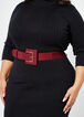 Faux Leather Buckle Stretch Belt, Burgundy image number 0