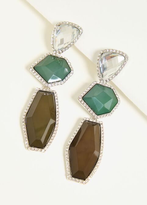 Tiered Crystal And Stone Earrings, Deep Depths image number 1