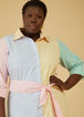 Belted Striped Poplin Shirtdress, Pink Peacock image number 2