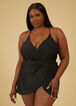 Nicole Miller Faux Wrap Swimdress, Black image number 0