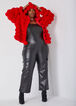 Strapless Faux Leather Jumpsuit, Black image number 5