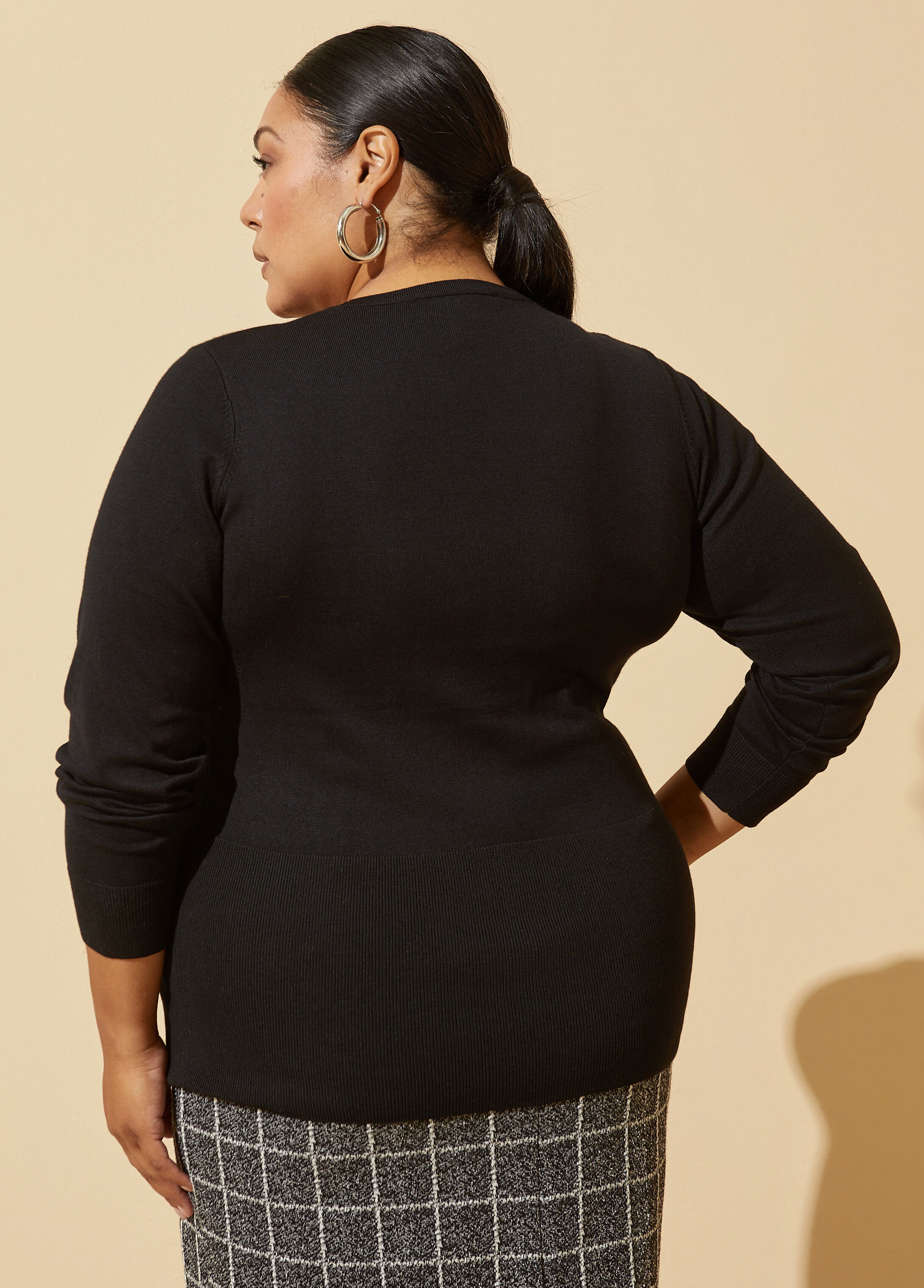 Plus Size Classic Knit Cardigan Plus Size Layer Sweater