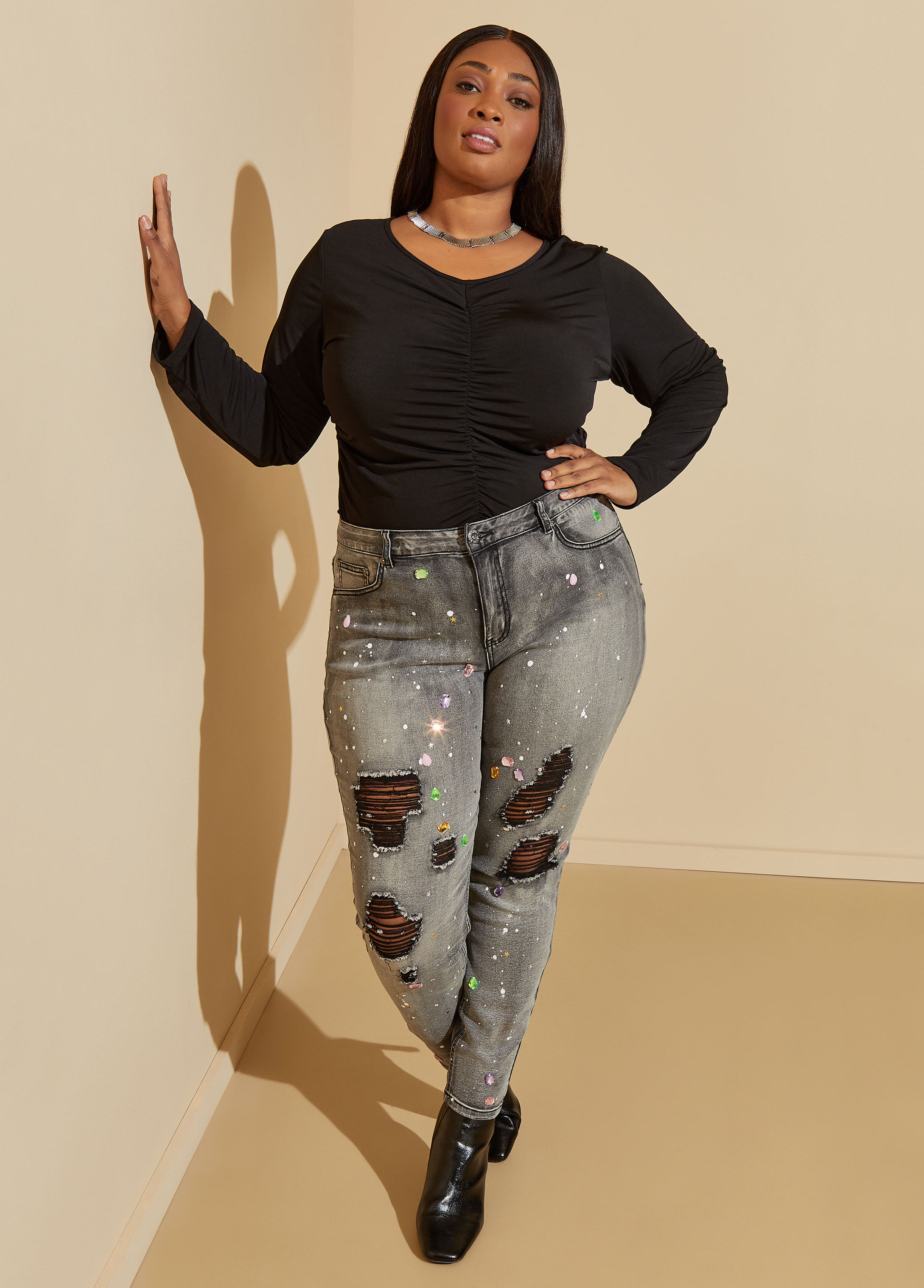 Plus size embellished outlet jeans