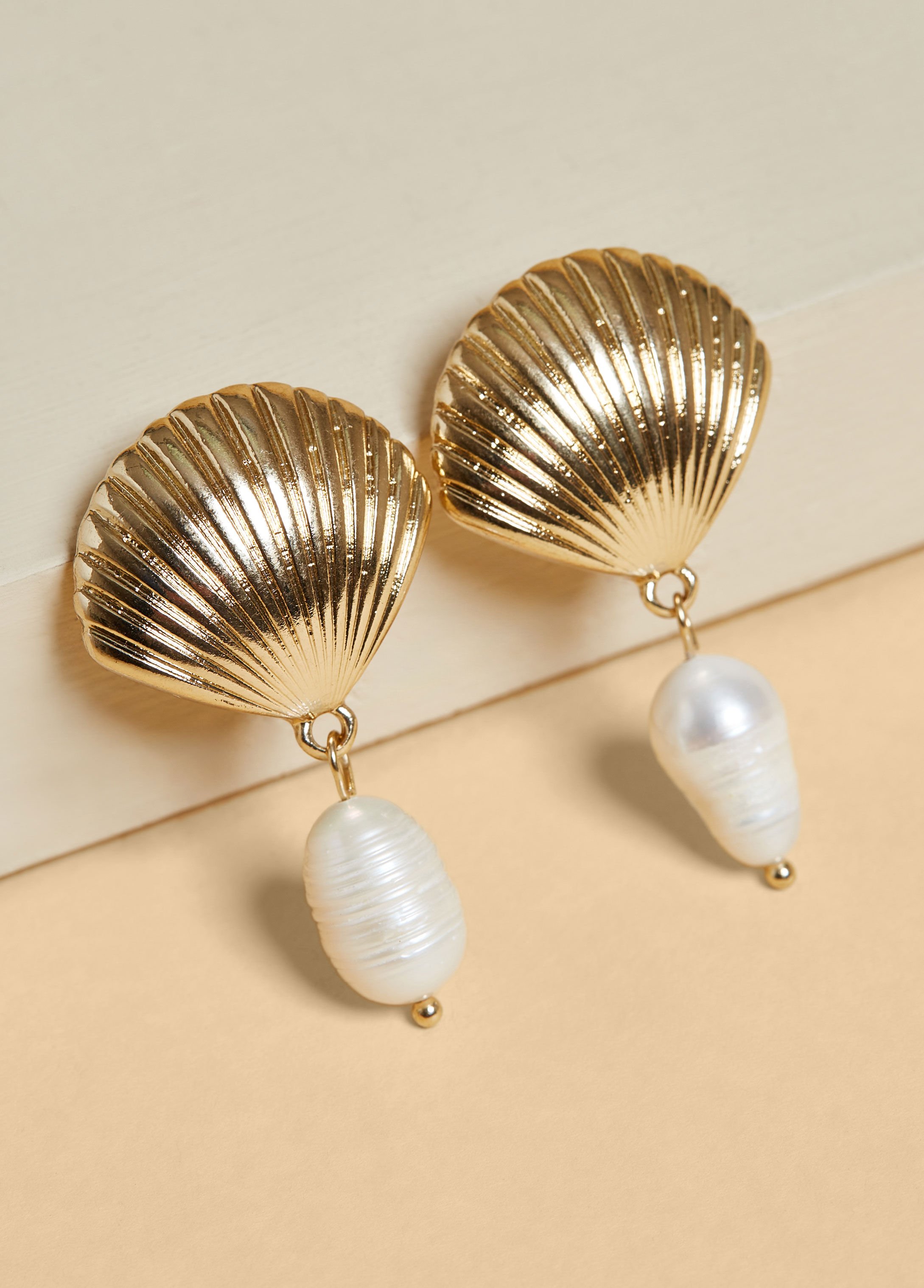 Shell And Faux Pearl Earrings