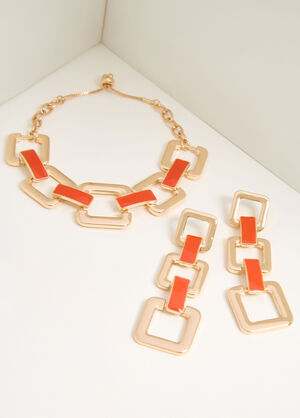 Chain Link And Enamel Bracelet Set, Pureed Pumpkin image number 0