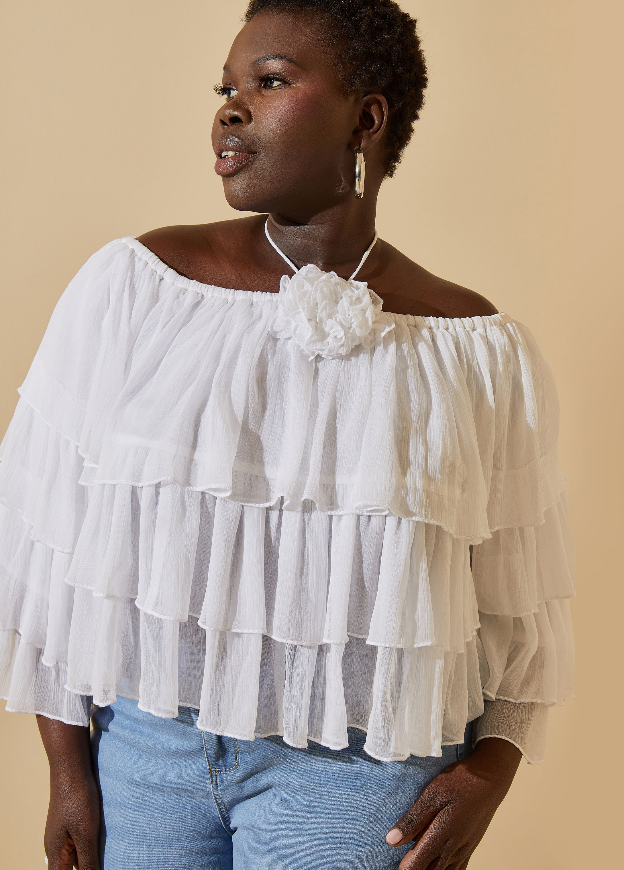 Plus size white best sale off the shoulder top