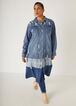 Colorblocked Maxi Denim Jacket, Denim Blue image number 0