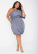 One Shoulder Bubble Dress, Denim Blue image number 0