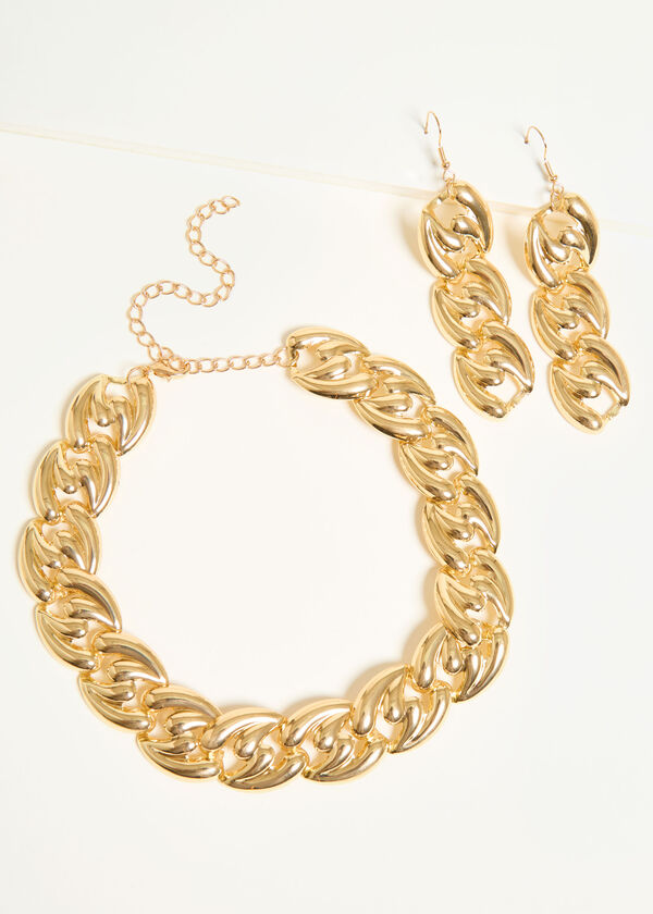 Chain Link Necklace Set, Gold image number 1