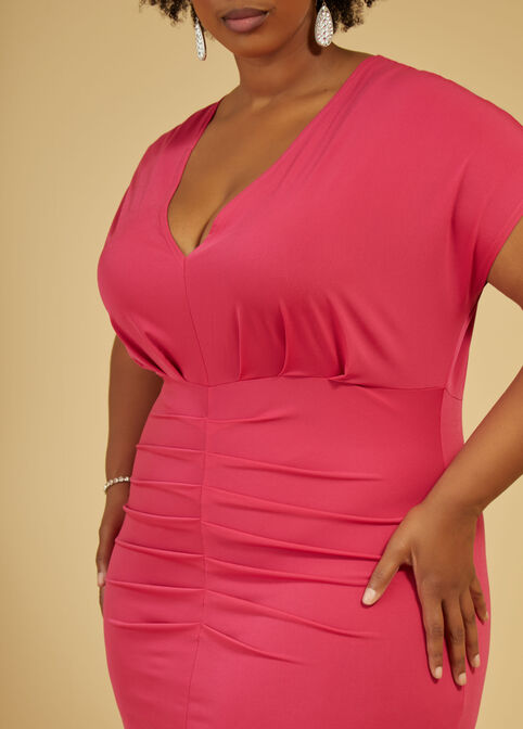 Ruched Maxi Bodycon Dress, Ruby Wine image number 2