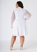 Dotted Mesh Sleeved Shirtdress, White image number 1