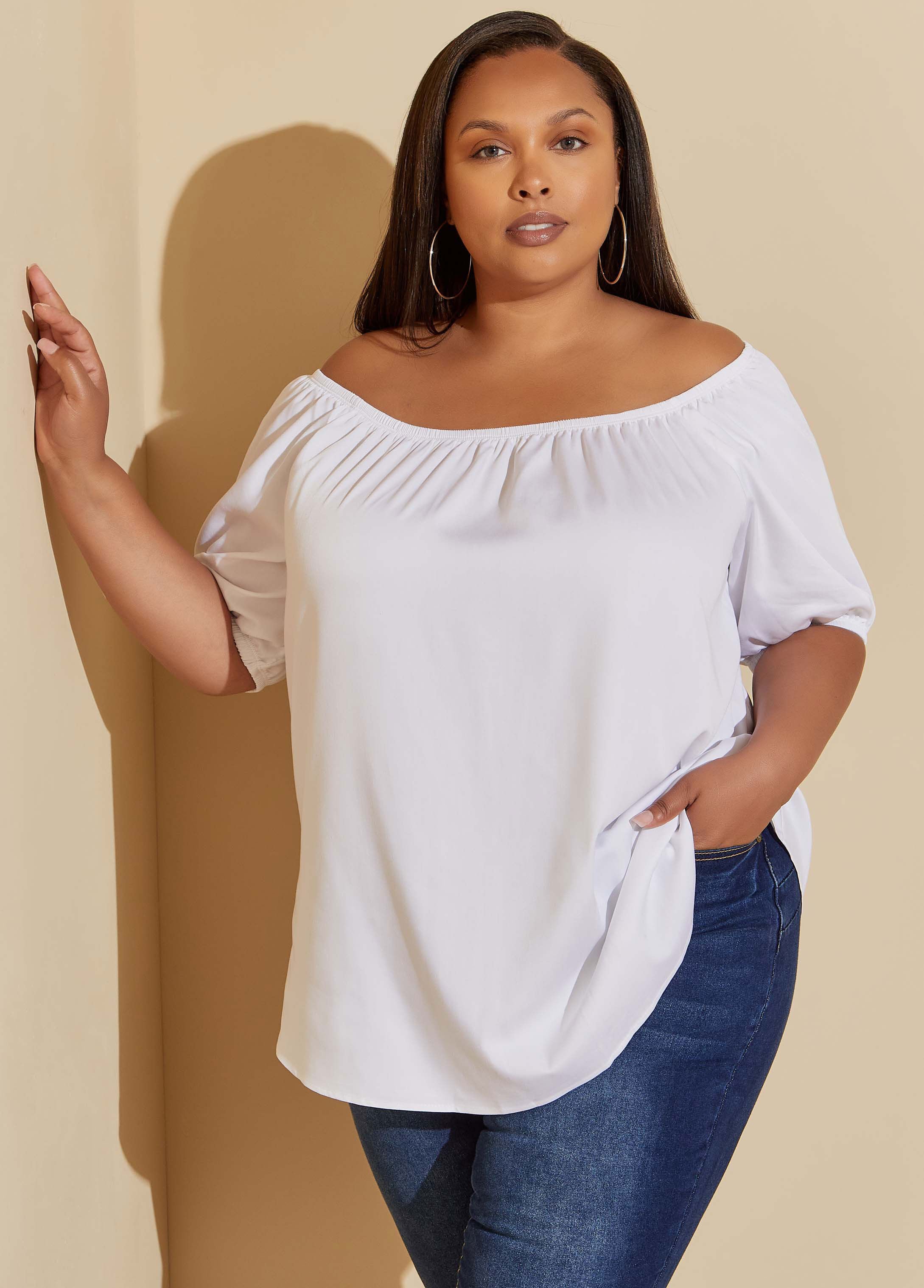 Plus Size Off The Shoulder Top Shirt Plus Size White Shirt