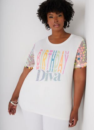 Embellished Birthday Graphic Tee, White image number 0