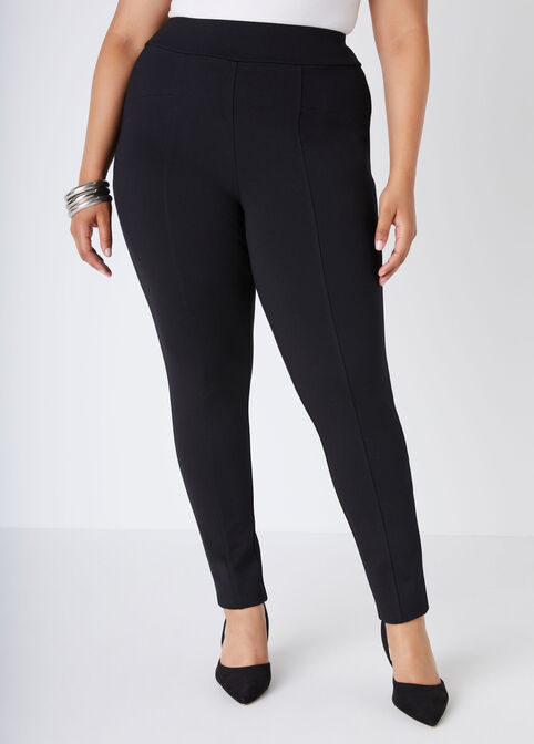 Seam Detailed Ponte Leggings, Black image number 0