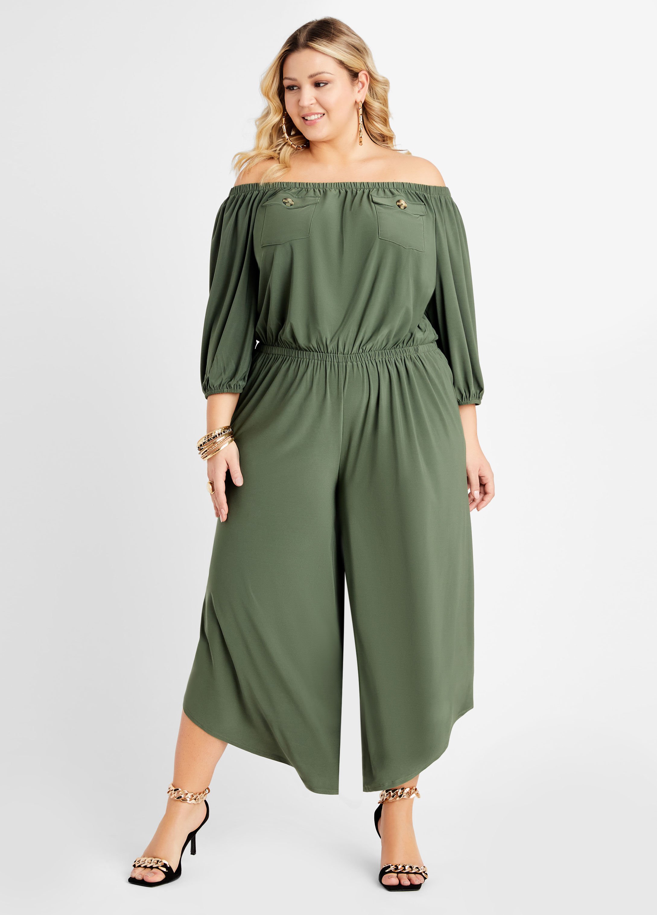 off shoulder harem jumpsuit