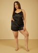 Bebe Satin Pajama Shorts Set, Black image number 0