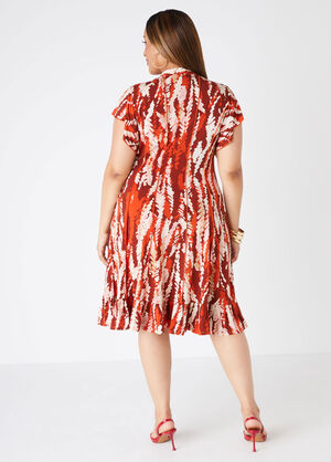 Ruffled Brushstroke Knit Dress, Pureed Pumpkin image number 1