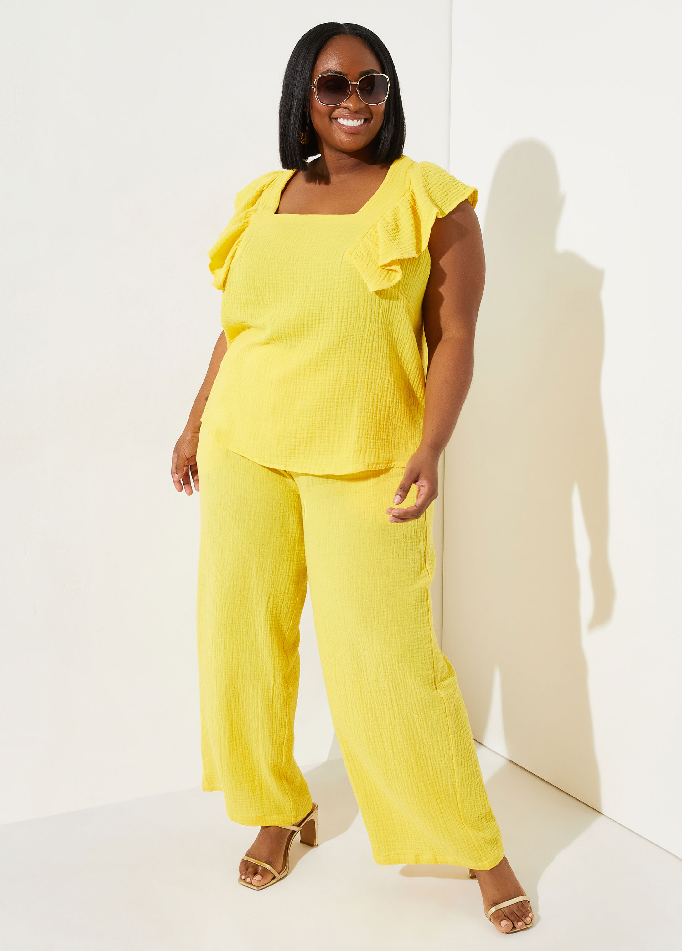 Plus size gauze on sale tops