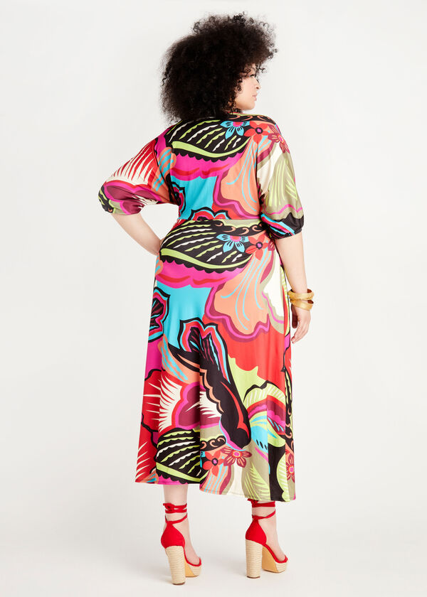 Plus Size Trendy Tropical Floral Wrap Belted Knit Summer Maxi Dress