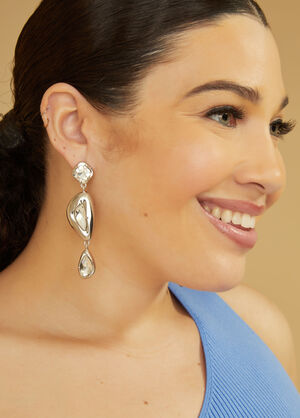 Crystal And Silver Tone Earrings, Silver image number 0