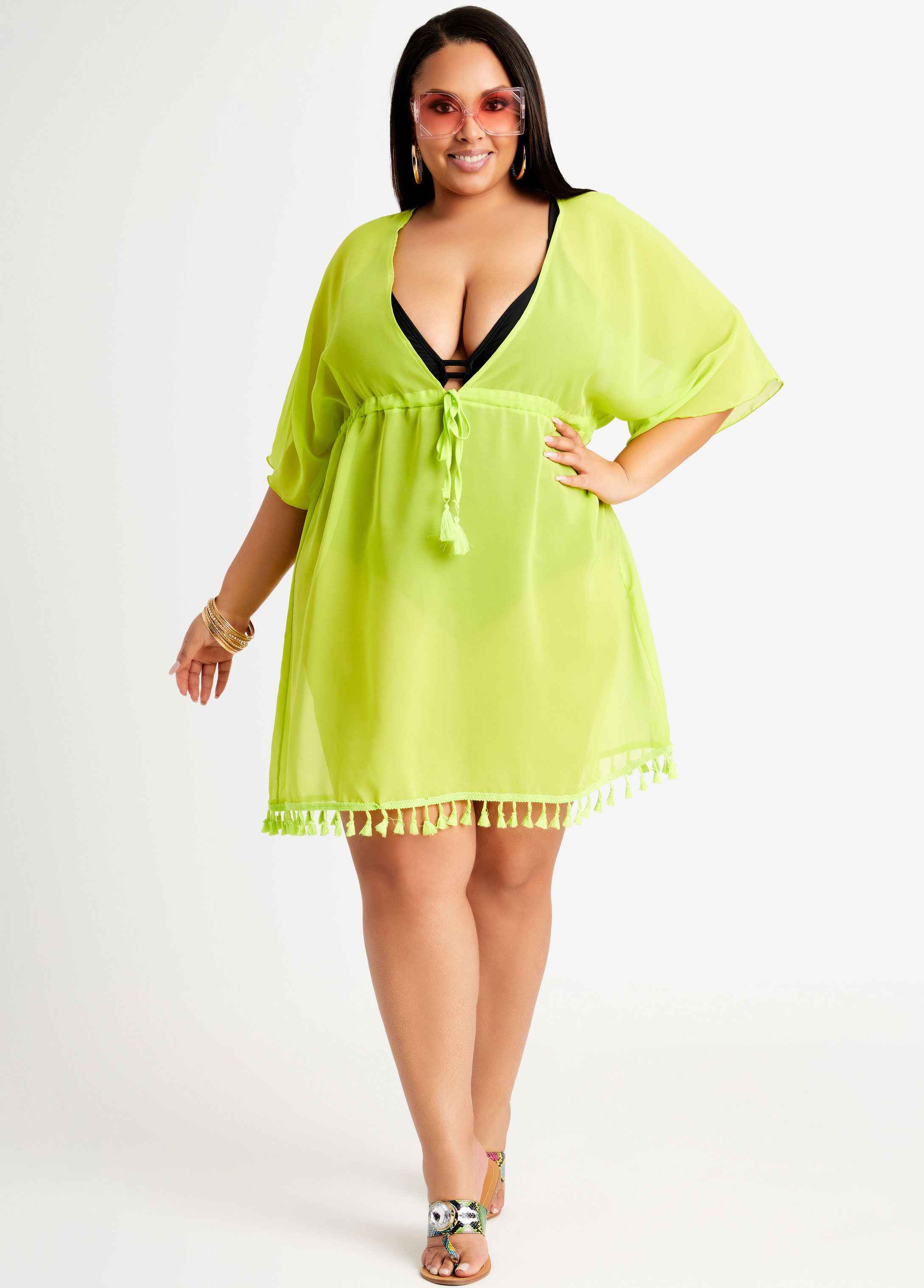 plus size neon cover up