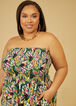 Strapless Floral Print Romper, Green image number 2