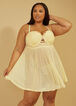 Cutout Lace And Mesh Babydoll Set, Buttercup image number 3