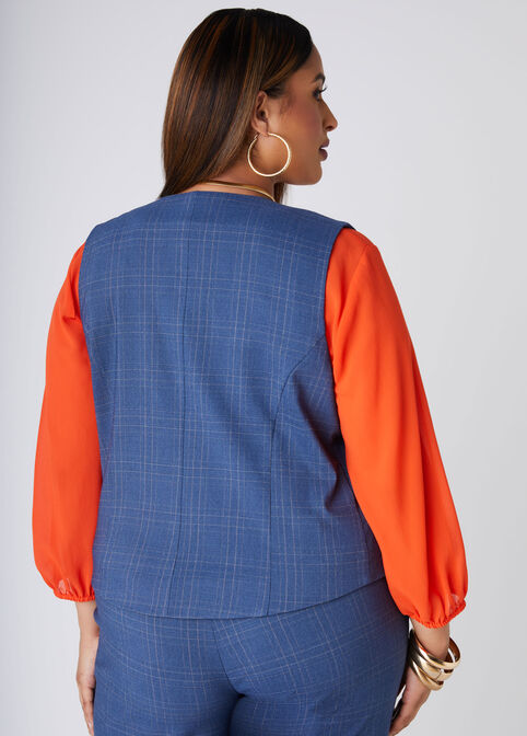 Plaid Twill Vest, Blue image number 1