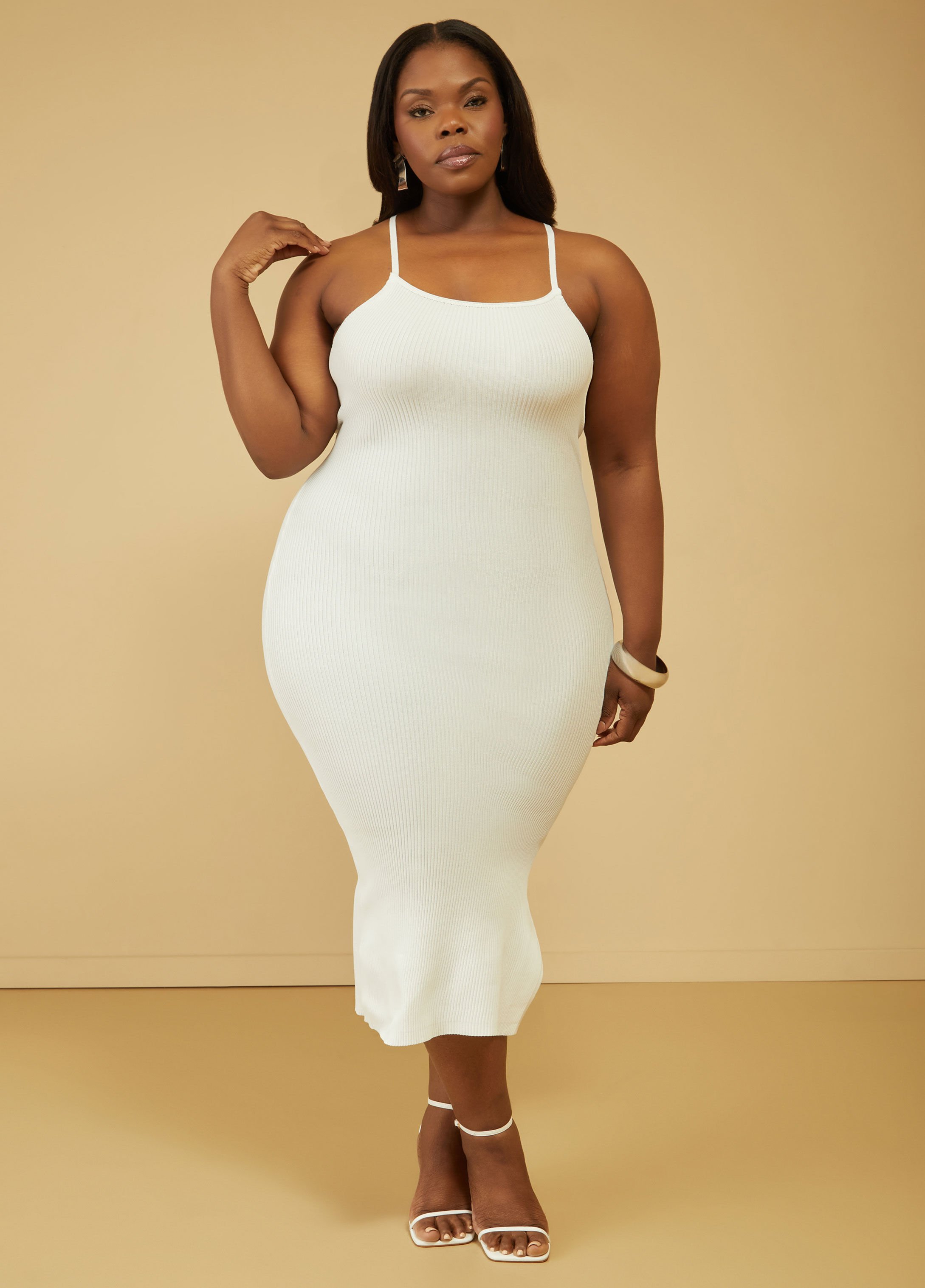 Plus Size ribbed knit bodycon dress plus size trendy party midi dress