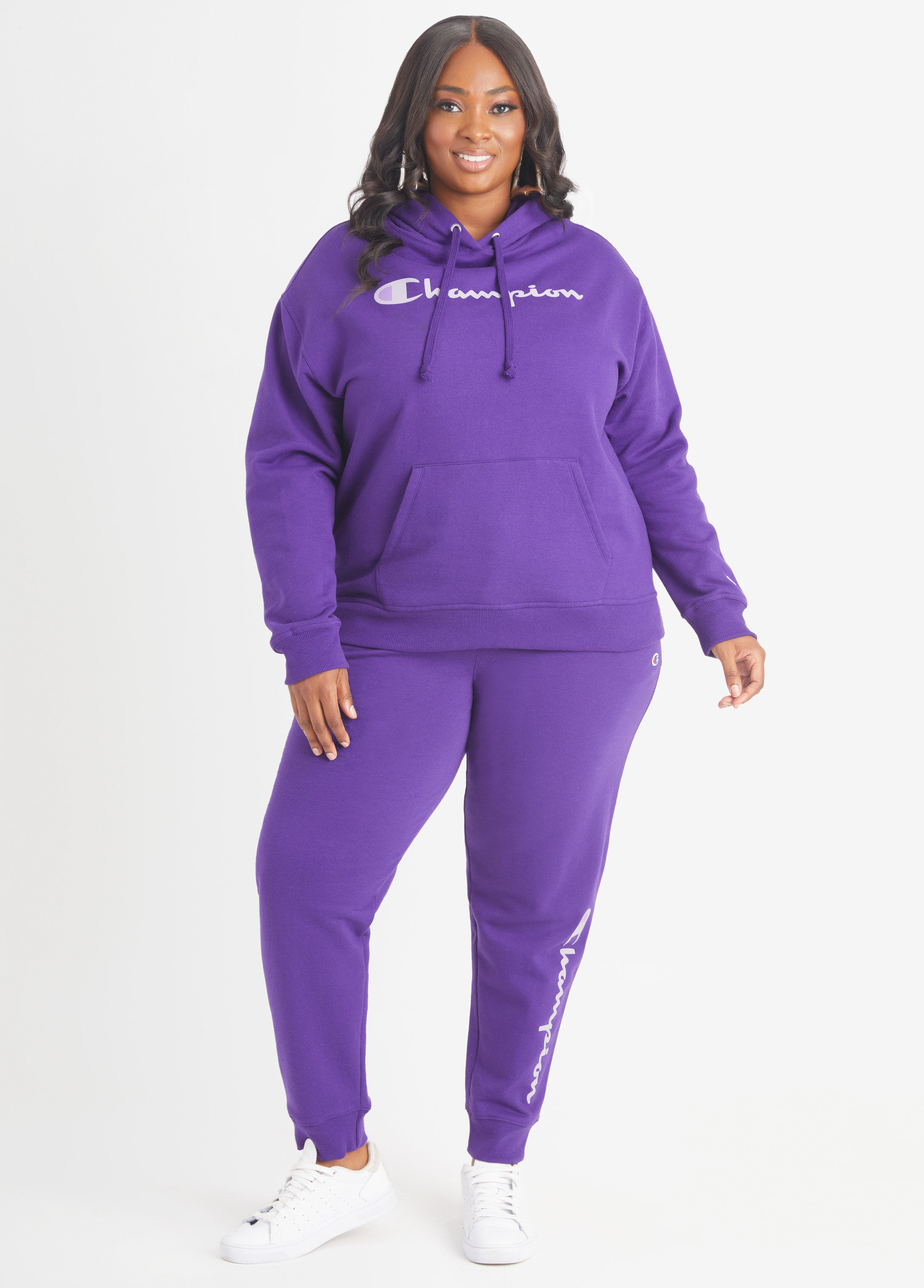 Plus Size Champion Printed Joggers Fleece Plus Size Sweatpants 2pc Set