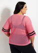 Bebe Sport Neon Pink Mesh Logo Tee, Hyper Pink image number 1