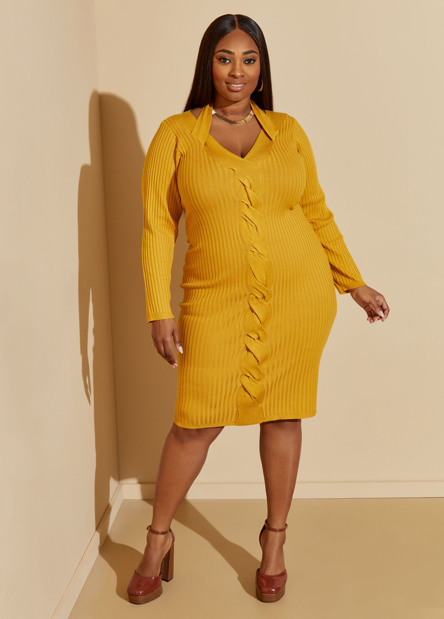 Plus Size Ribbed Sweater Dress Plus Size Bodycon Knit Dresses