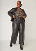 Faux Leather Straight Leg Trousers, Black image number 0