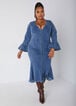 Denim Mermaid Midaxi Dress, Medium Blue image number 0