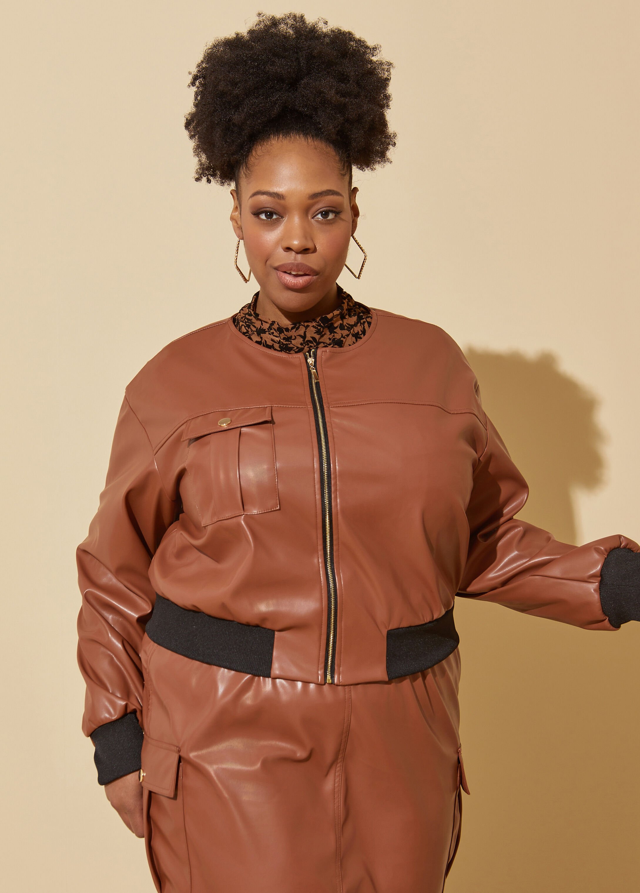 Plus size collarless on sale jackets