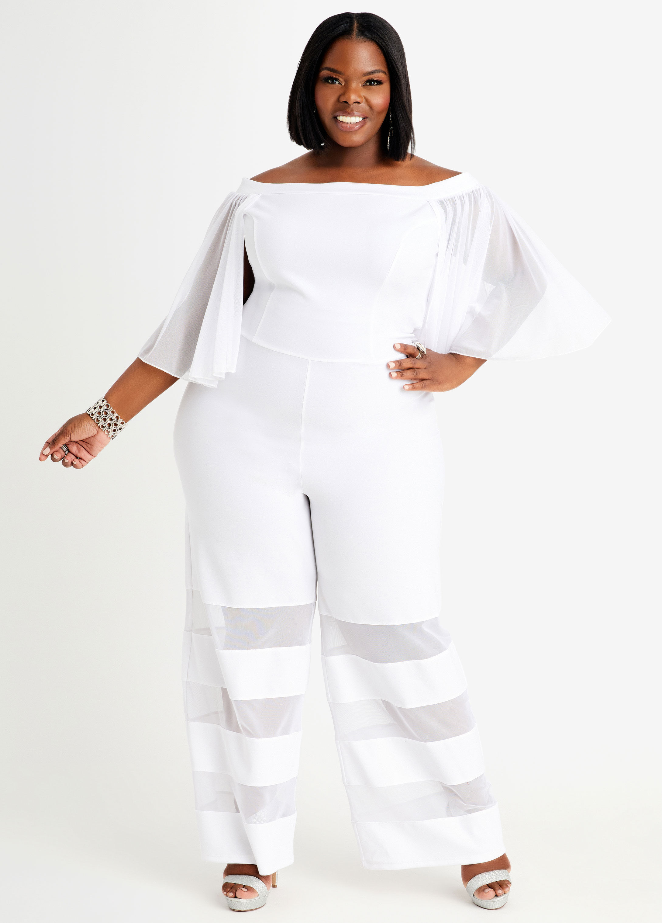 ashley stewart black and white jumpsuit