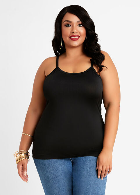 Buy theRebelinme Plus Size Womens Black Solid Camisole Top online