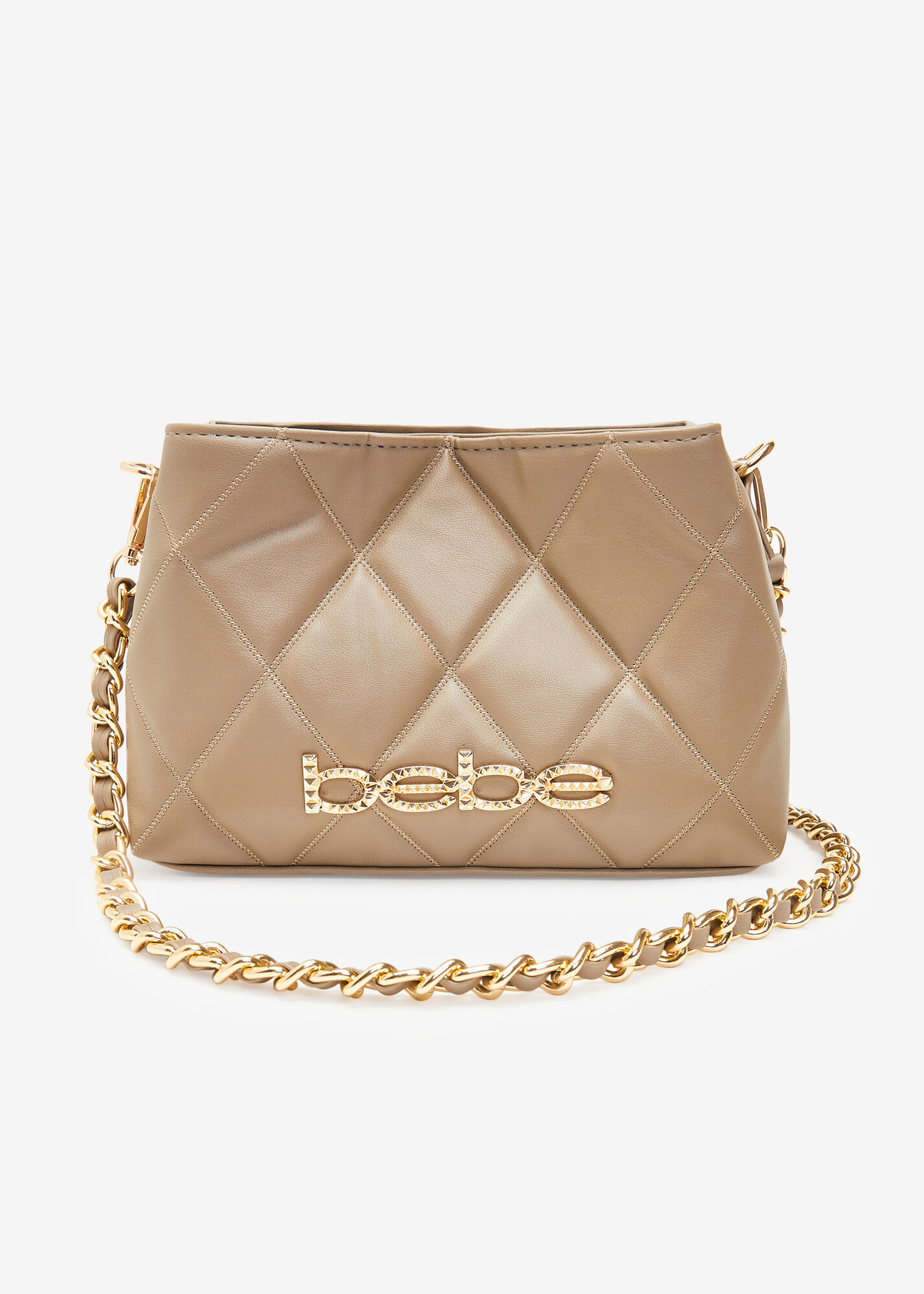 Trendy Designer Bebe quilted vegan leather crossbody shoulder bag