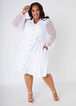 Dotted Mesh Sleeved Shirtdress, White image number 0