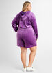 Tall Velour Hoodie Romper, Purple Magic image number 1