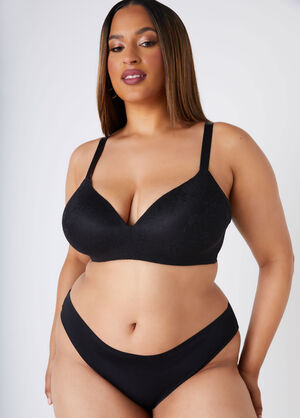 Lace Side Smoothing Wireless Bra, Black image number 0