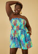 Strapless Printed Romper, Turquoise Aqua image number 3