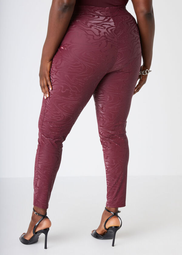 Swirl Faux Leather Leggings, Tawny Port image number 1