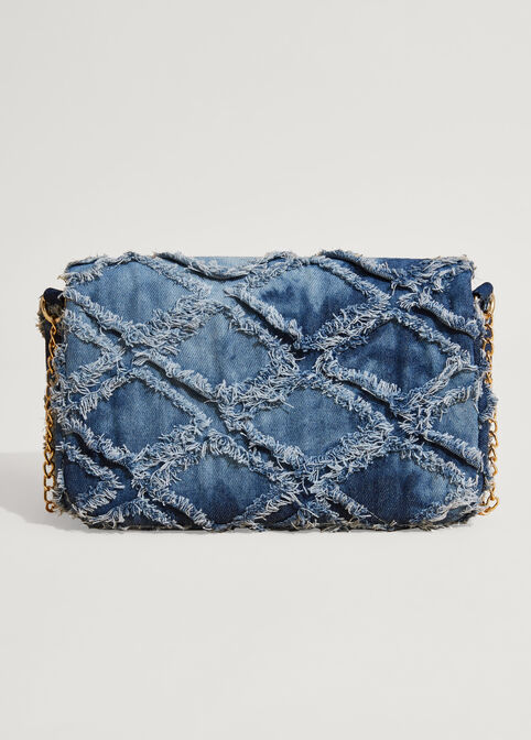 Frayed Denim Shoulder Bag, Denim image number 2